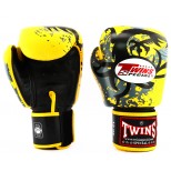 Боксерские перчатки Twins Special с рисунком (FBGV-36 yellow)